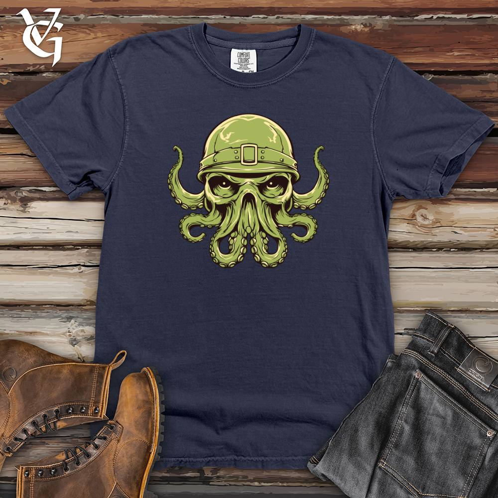 Viking Goods Helmeted Octopus Army Prowess Heavy Cotton Comfort Colors Tee Navy / L
