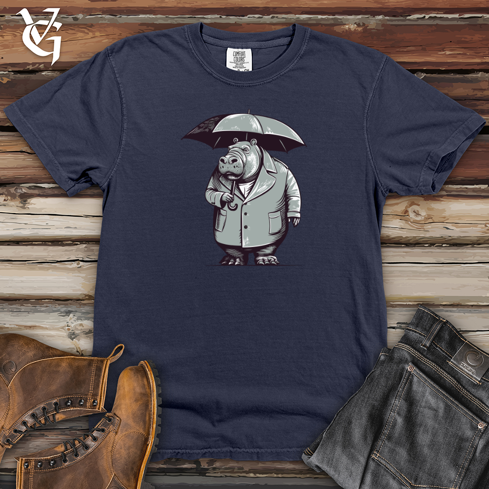 Viking Goods Hippopotamus River Drizzle Umbrella Haven Heavy Cotton Comfort Colors Tee Navy / L