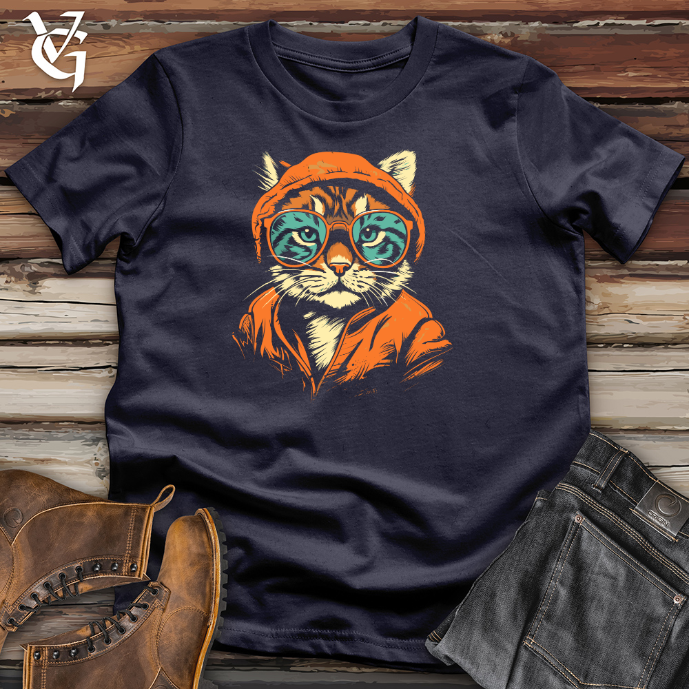 Viking Goods Hipster Cat Attitude Cotton Tee Navy / L