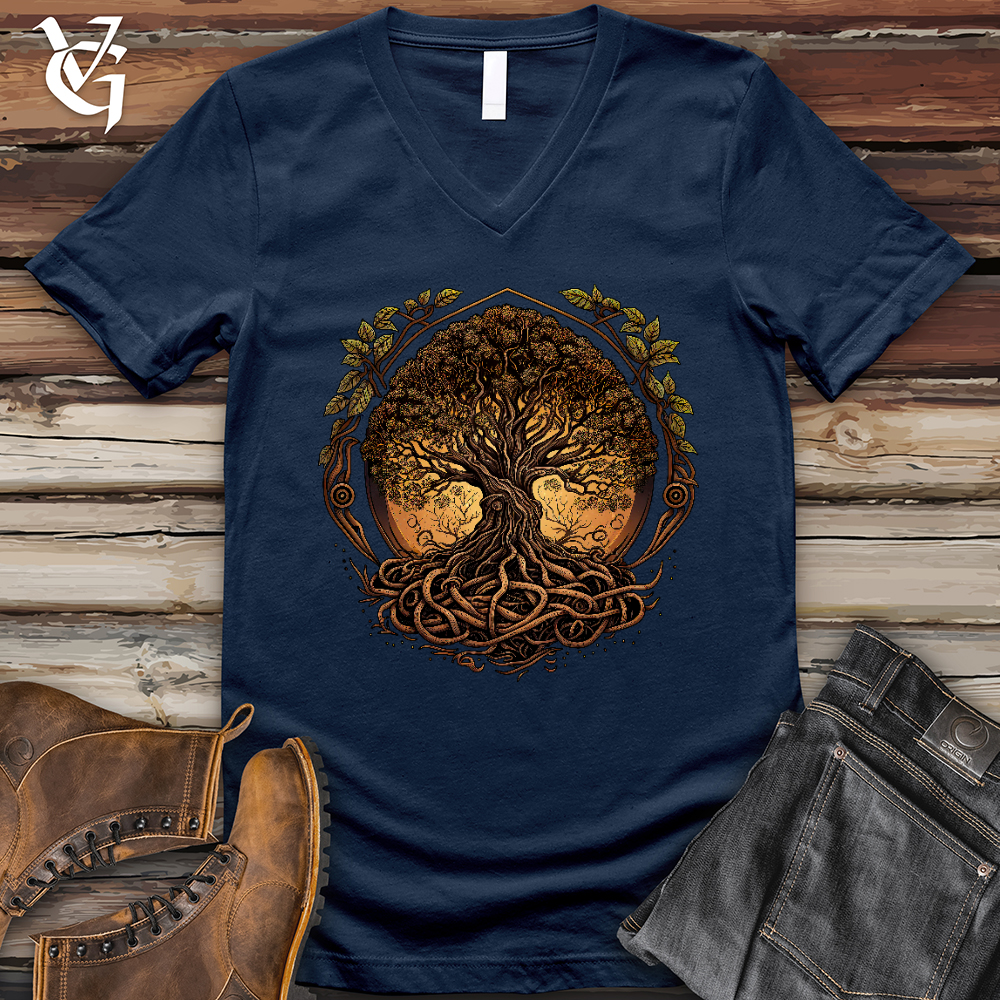 Viking Goods Illuminated Tree V- Neck Tee Navy / L