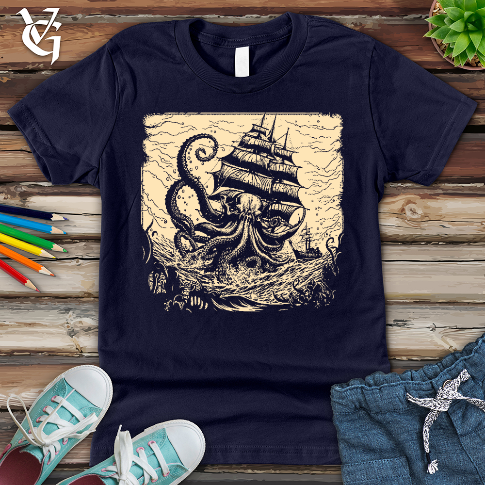 Viking Goods Kraken at Sea Youth Tee Navy / L