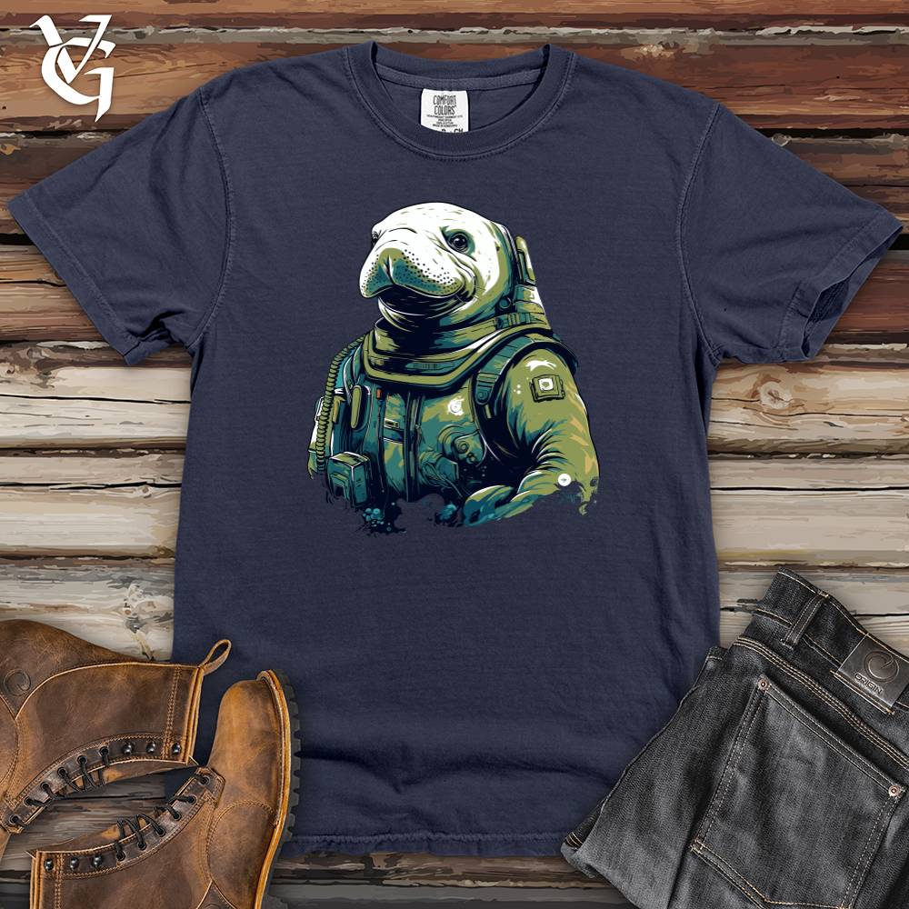 Viking Goods Manatee Astronaut Adventure Heavy Cotton Comfort Colors Tee Navy / L