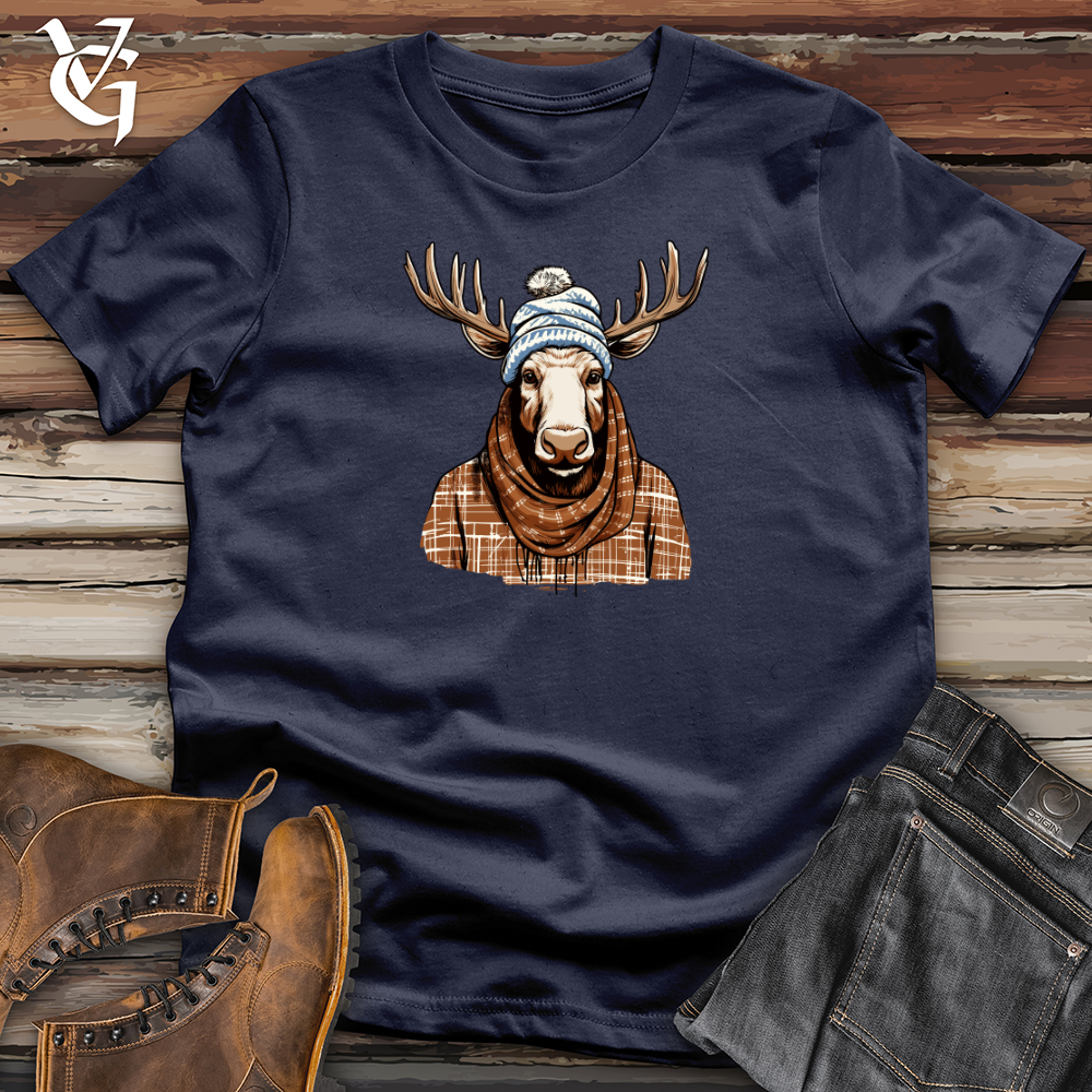 Viking Goods Moose Cozy Antler Beanie Comfort Softstyle Tee Navy / L