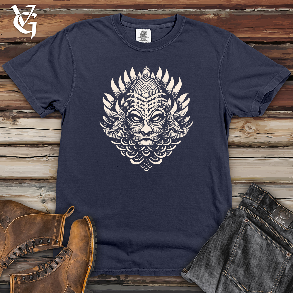 Viking Goods Mythical Lion Mask Heavy Cotton Comfort Colors Tee Navy / L