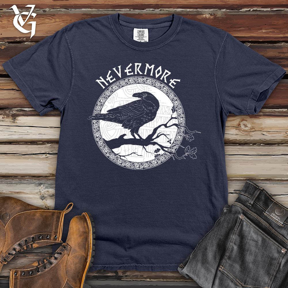 Viking Goods Nevermore White Winter Raven Heavy Cotton Comfort Colors Tee Black / L