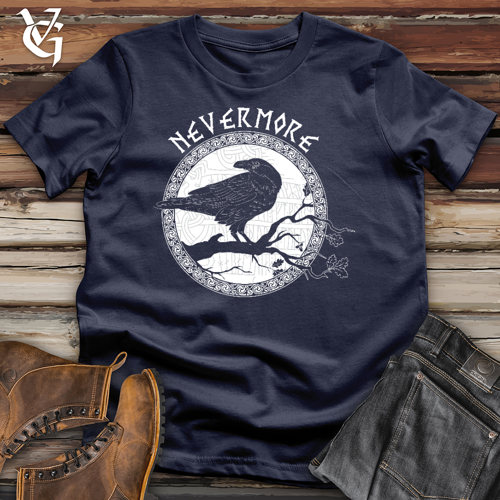 Viking Goods Nevermore White Winter Raven Softstyle Tee Navy / L