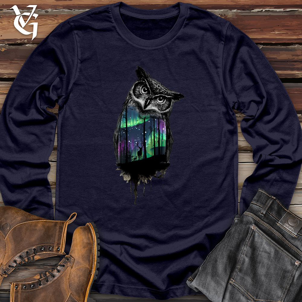 Viking Goods Northern Lights Owl Long Sleeve Navy / L