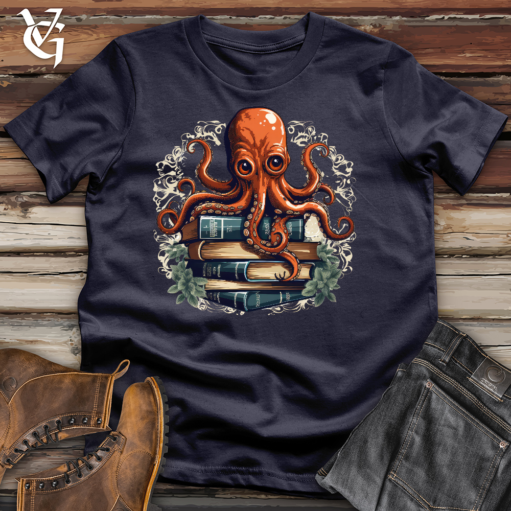 Viking Goods Octopus Book Lover Cotton Tee Navy / L