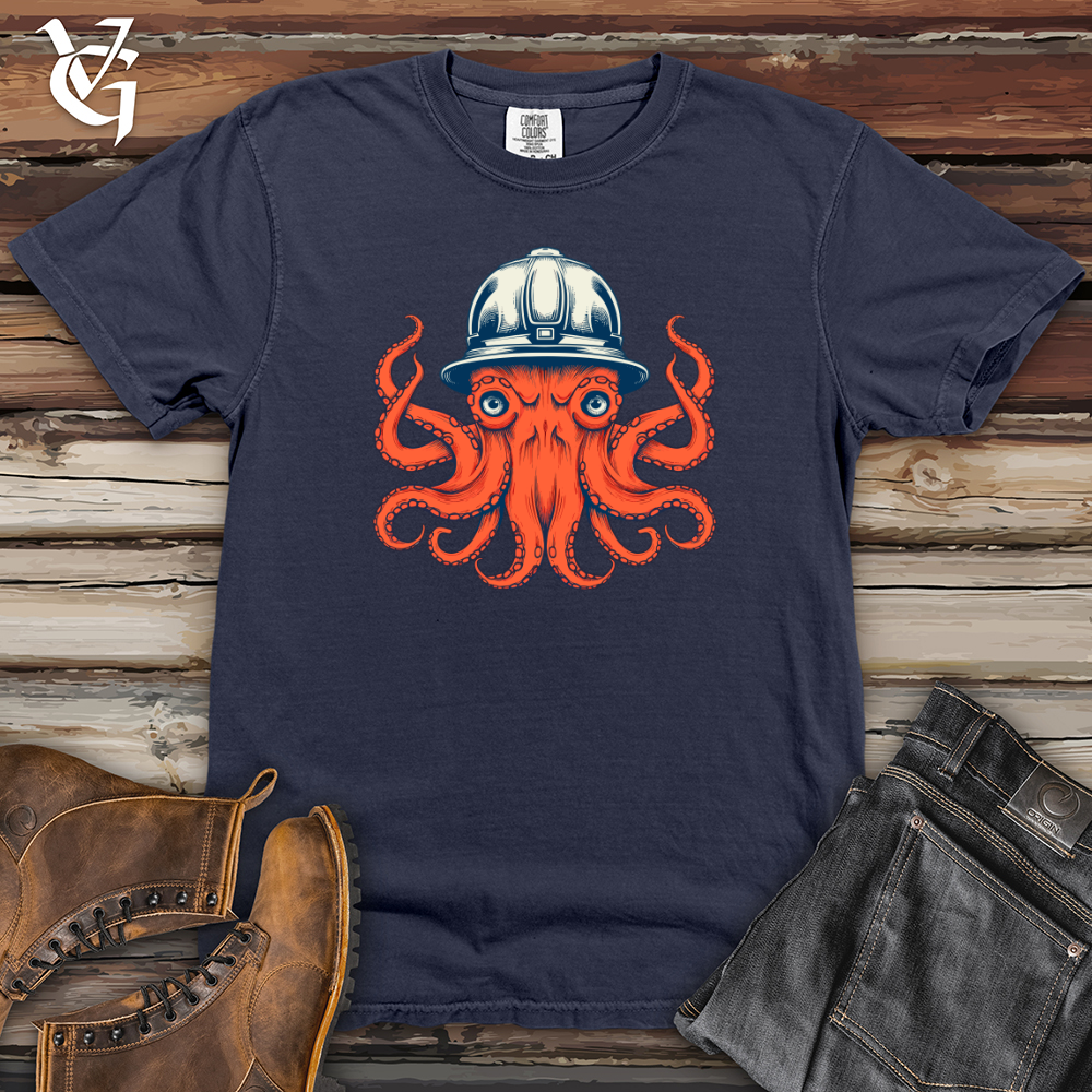 Viking Goods Octopus Firefighter's Brigade Cap Heavy Cotton Comfort Colors Tee Navy / L