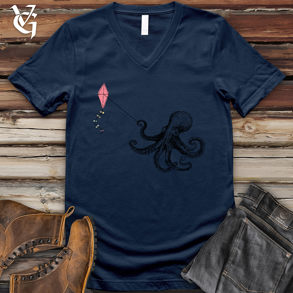 Viking Goods Octopus Flying Kyte V-Neck Tee Navy / L