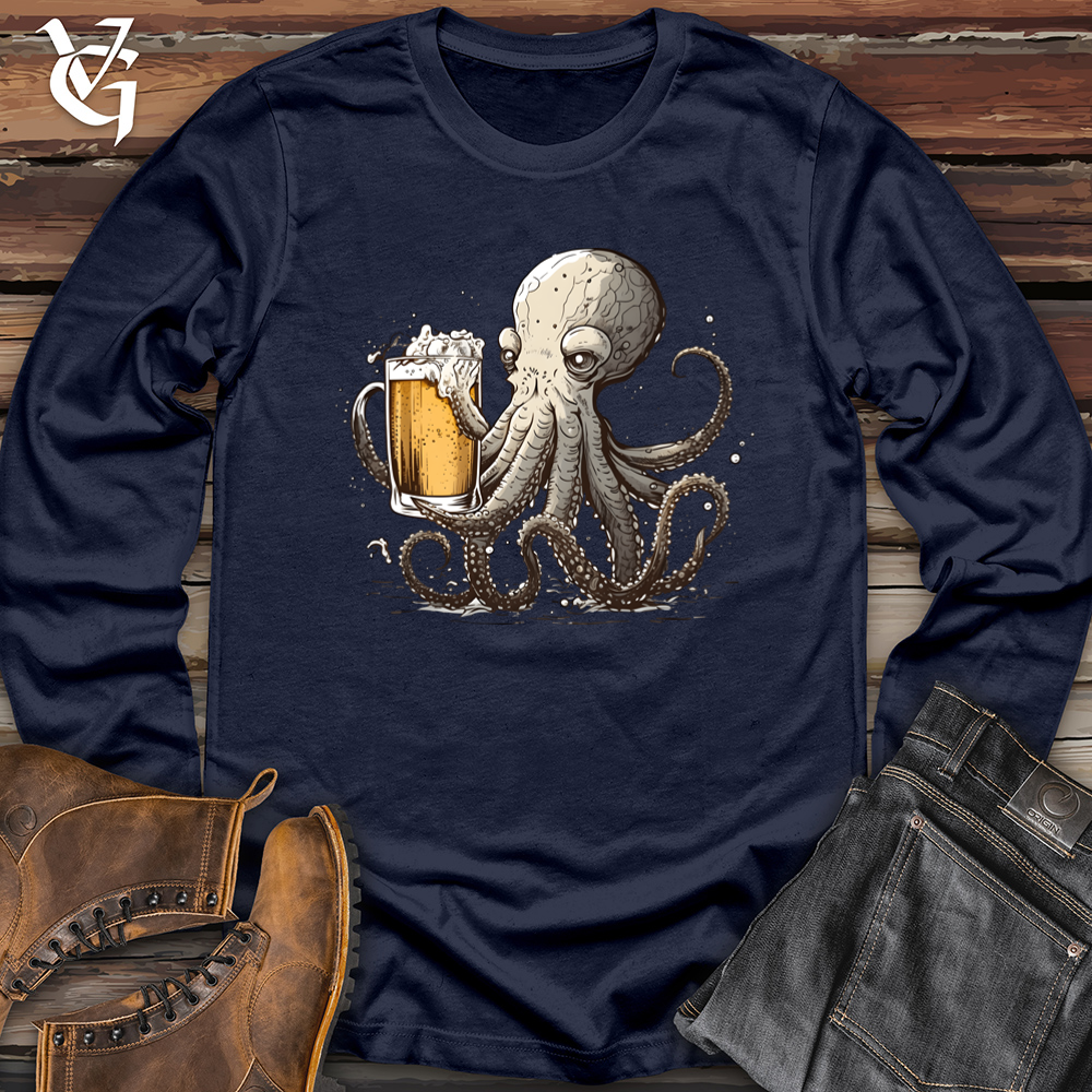 Viking Goods Octopus Happy Hour Softstyle Long Sleeve Navy / L