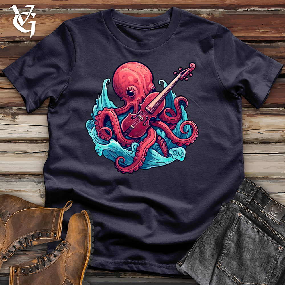 Viking Goods Octopus Playing a Violin Cotton Tee Navy / L