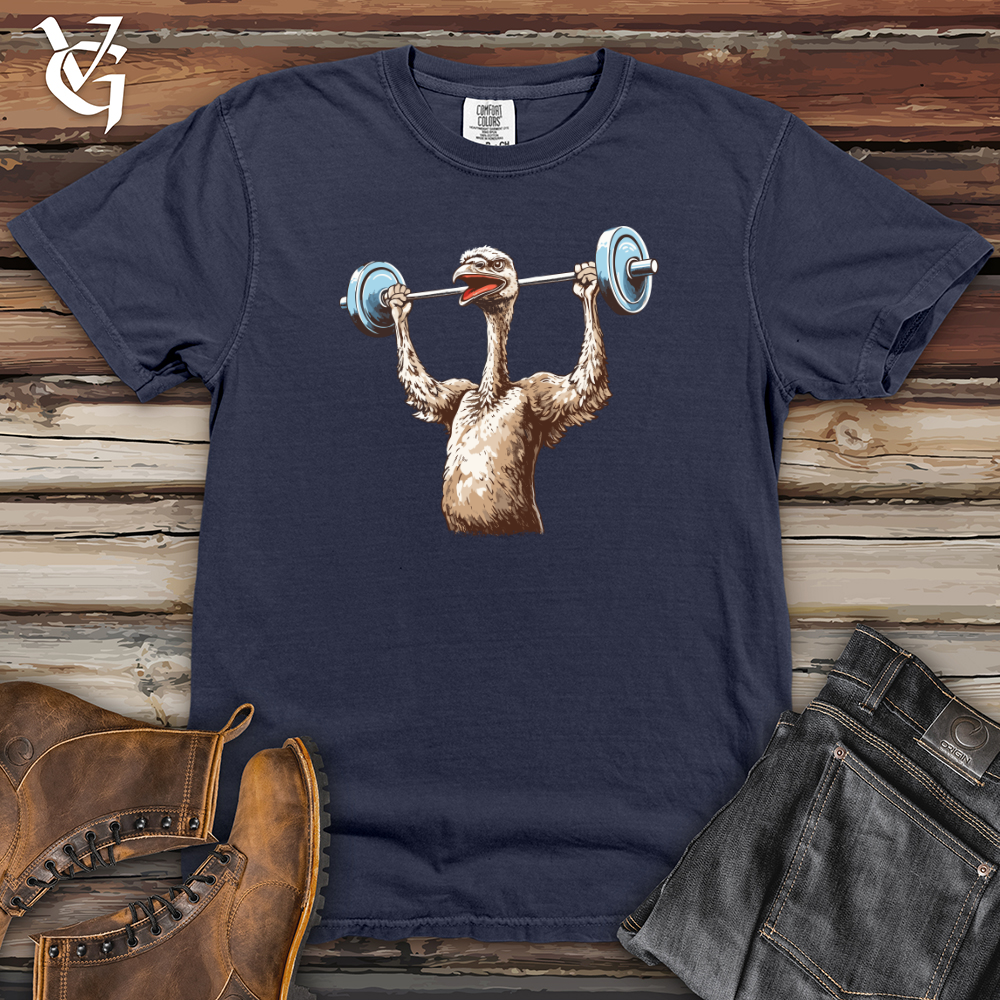 Viking Goods Ostrich Powerlifting Champ Heavy Cotton Comfort Colors Tee Navy / L