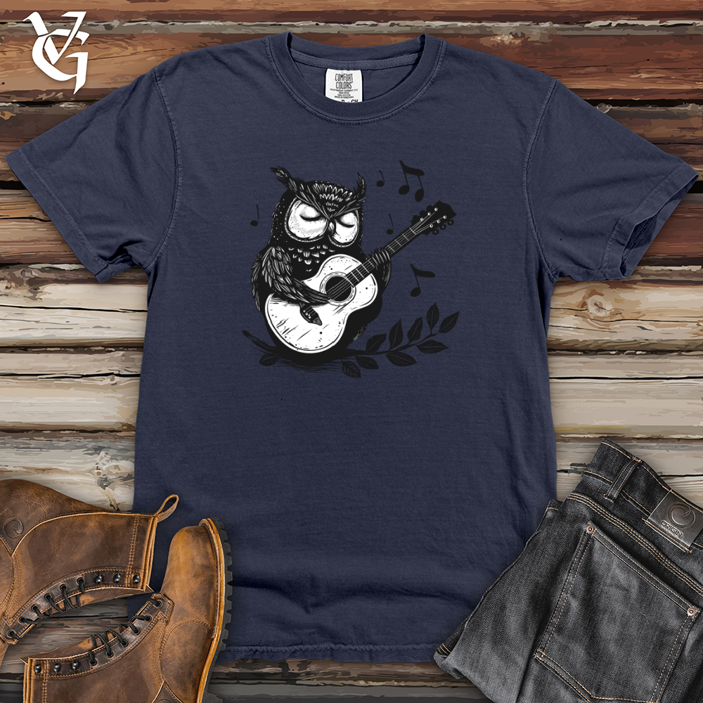 Viking Goods Owl Guitar Serenade Heavy Cotton Comfort Colors Tee Navy / L