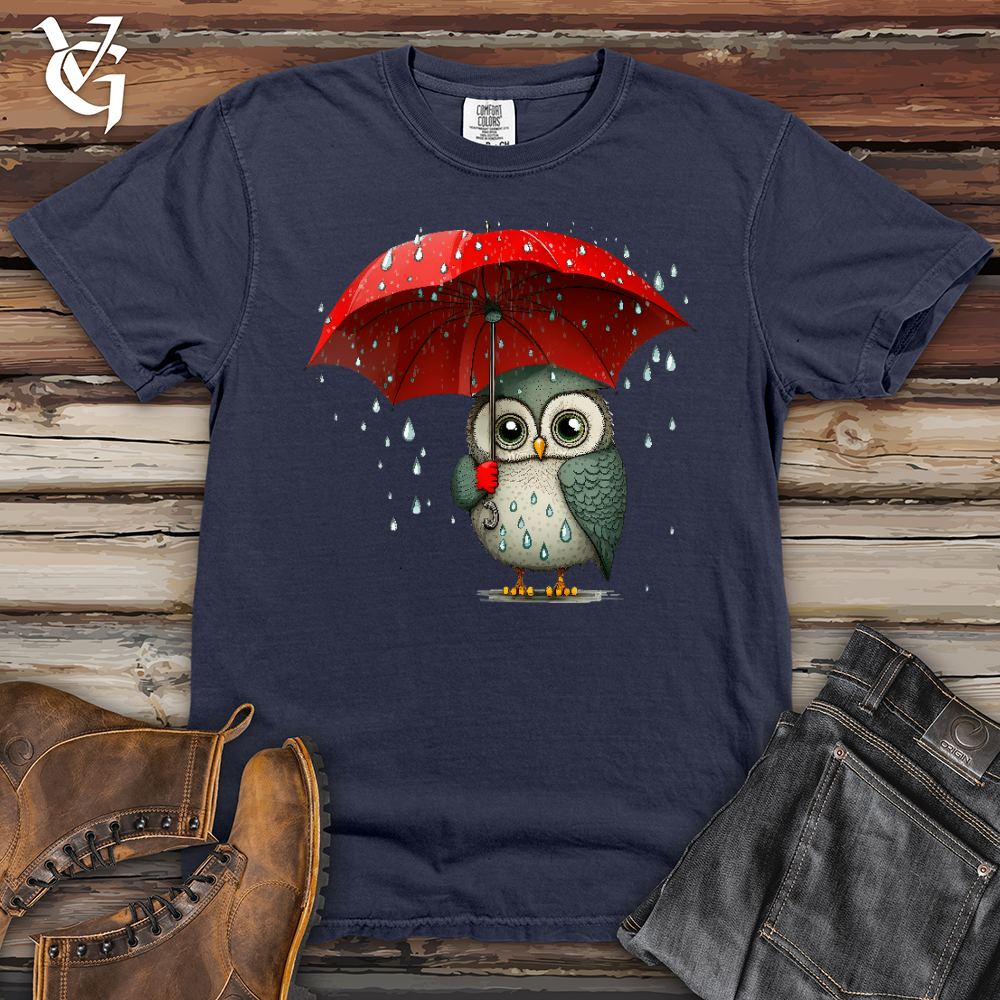 Viking Goods Owl In The Rain Heavy Cotton Comfort Colors Tee Navy / L