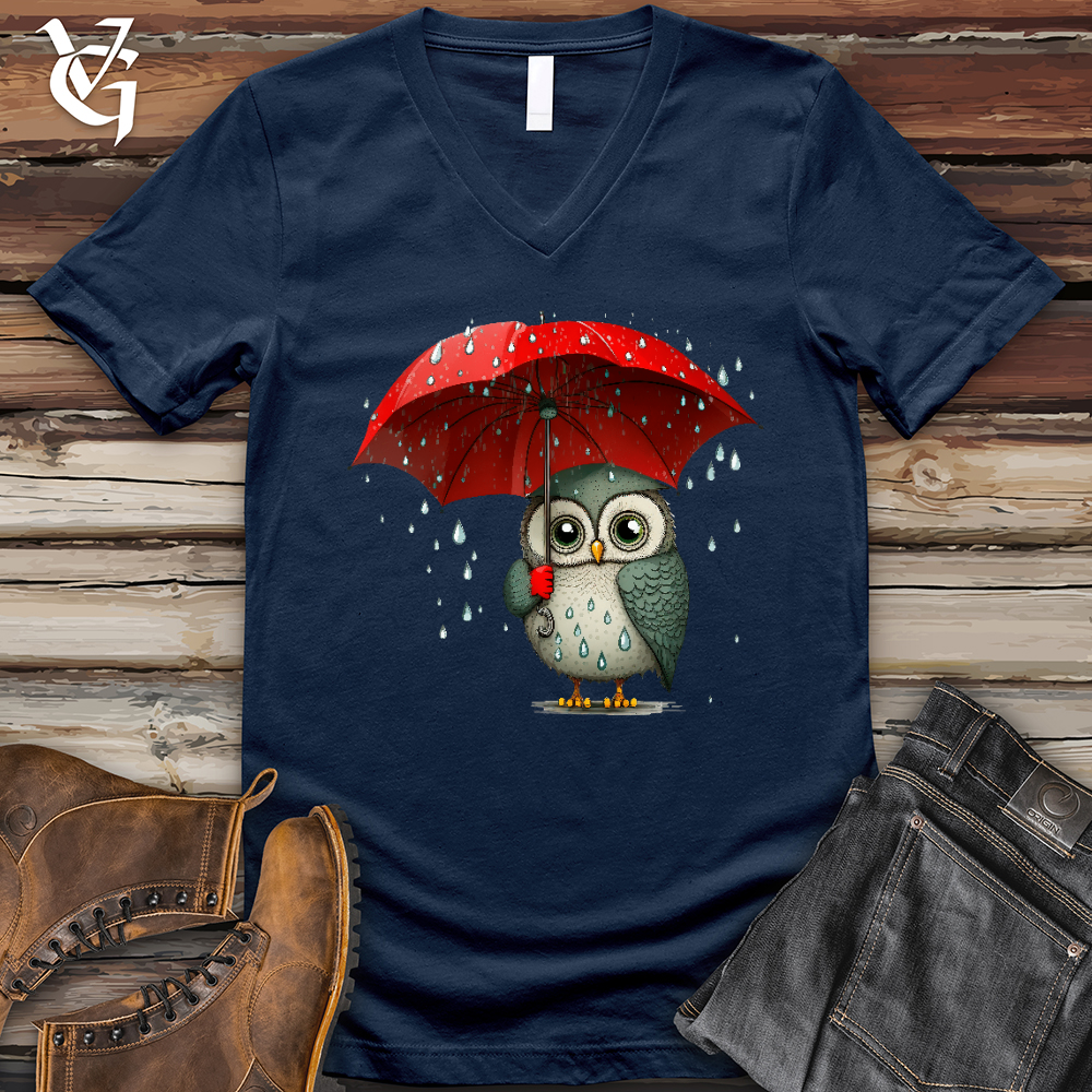 Viking Goods Owl in the Rain V- Neck Tee Navy / L