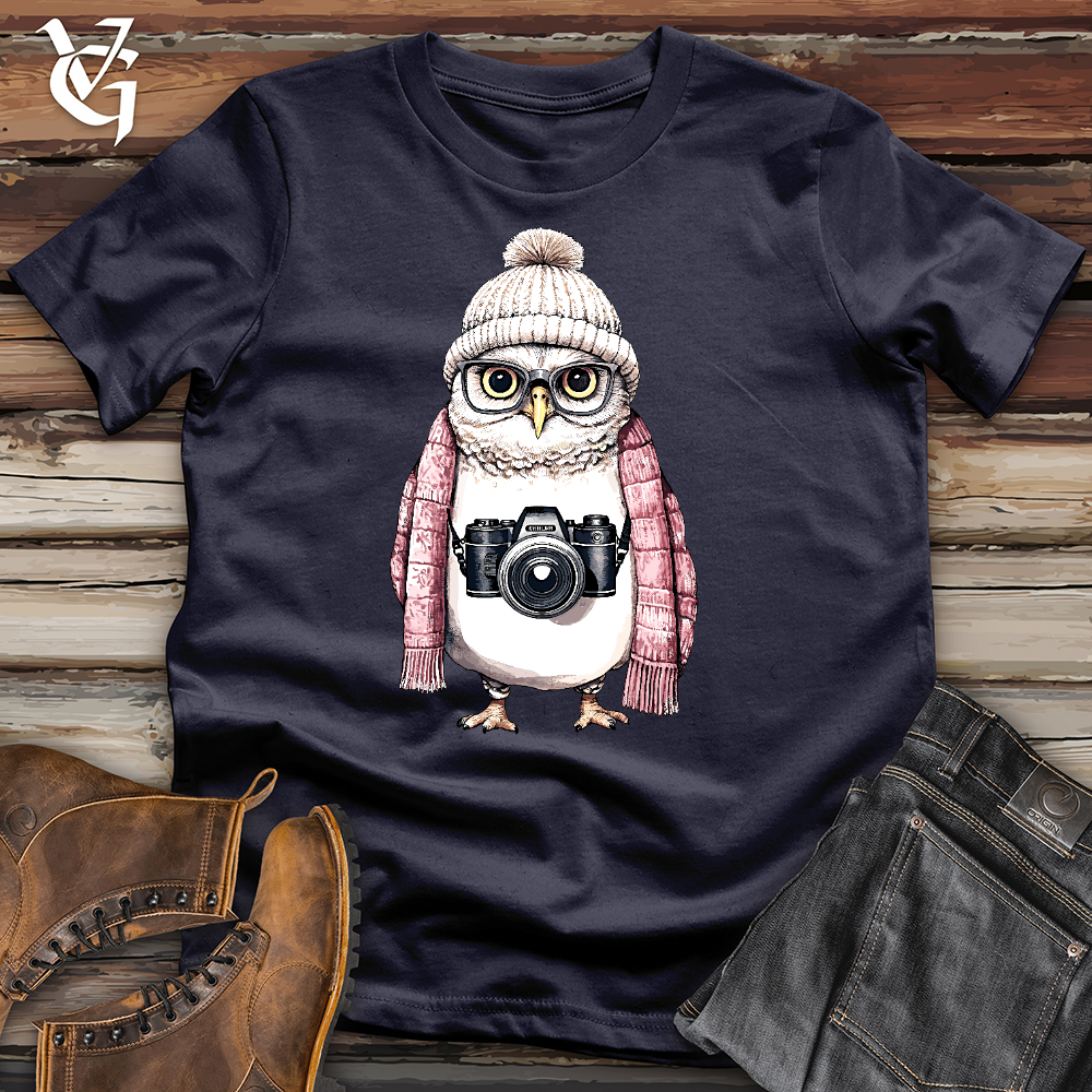 Viking Goods Owl Photographer Cotton Tee Navy / L