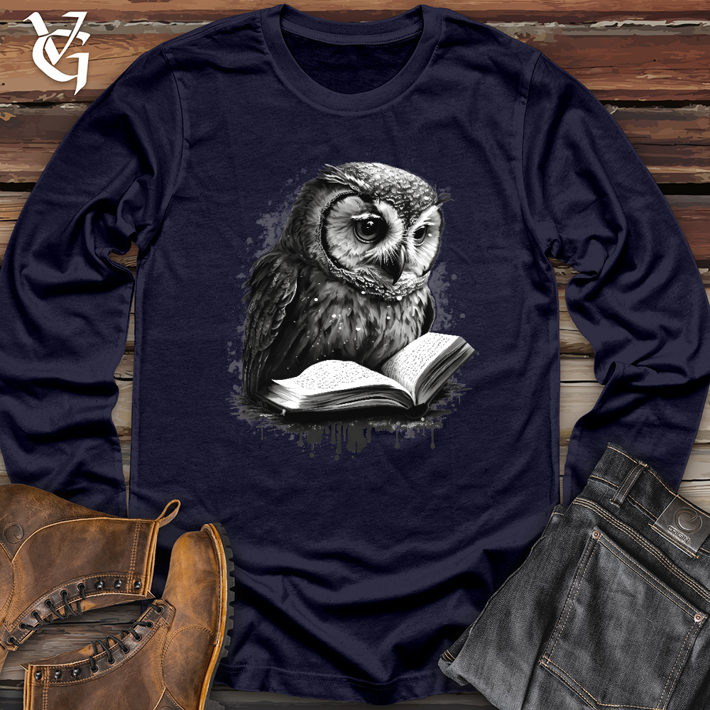 Viking Goods Owl Reading Book Long Sleeve Navy / L