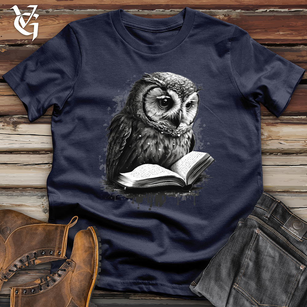 Viking Goods Owl Reading Book Softstyle Tee Navy / L
