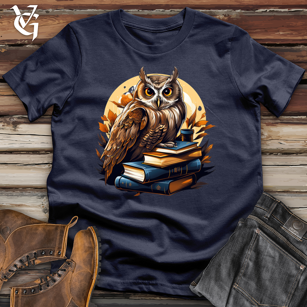 Viking Goods Owl Reading Books Softstyle Tee Navy / L