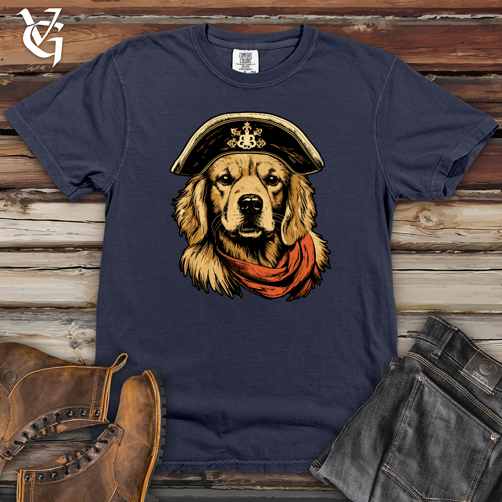 Viking Goods Pirate Pup Golden Retriever Heavy Cotton Comfort Colors Tee Navy / L