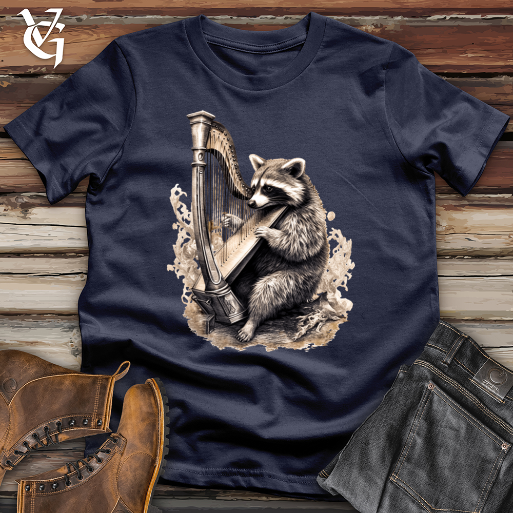 Viking Goods Raccoon Harp Player Softstyle Tee Navy / L