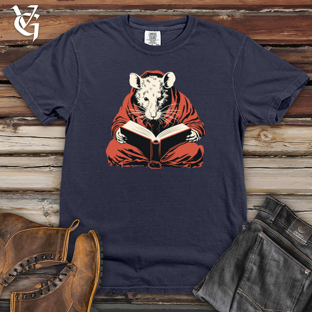 Viking Goods Rat Reading Book Heavy Cotton Comfort Colors Tee Navy / L
