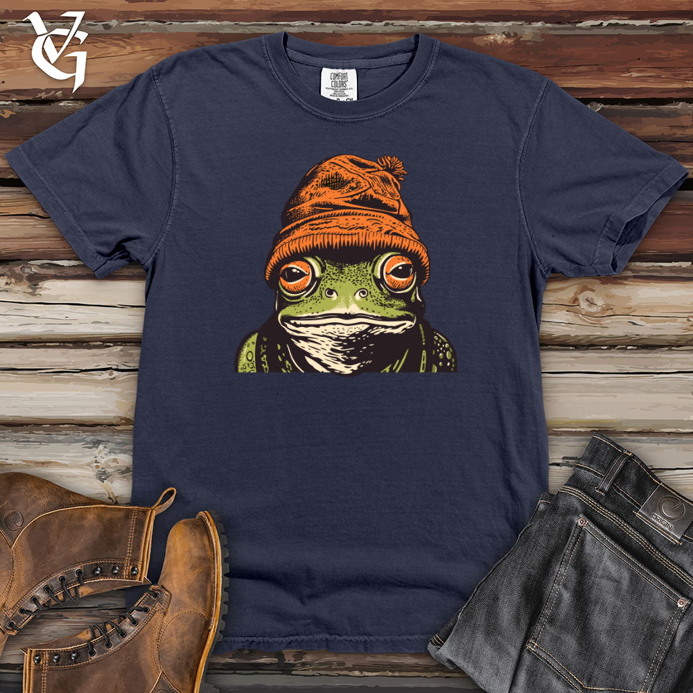 Viking Goods Retro Beanie Frog Heavy Cotton Comfort Colors Tee Navy / L