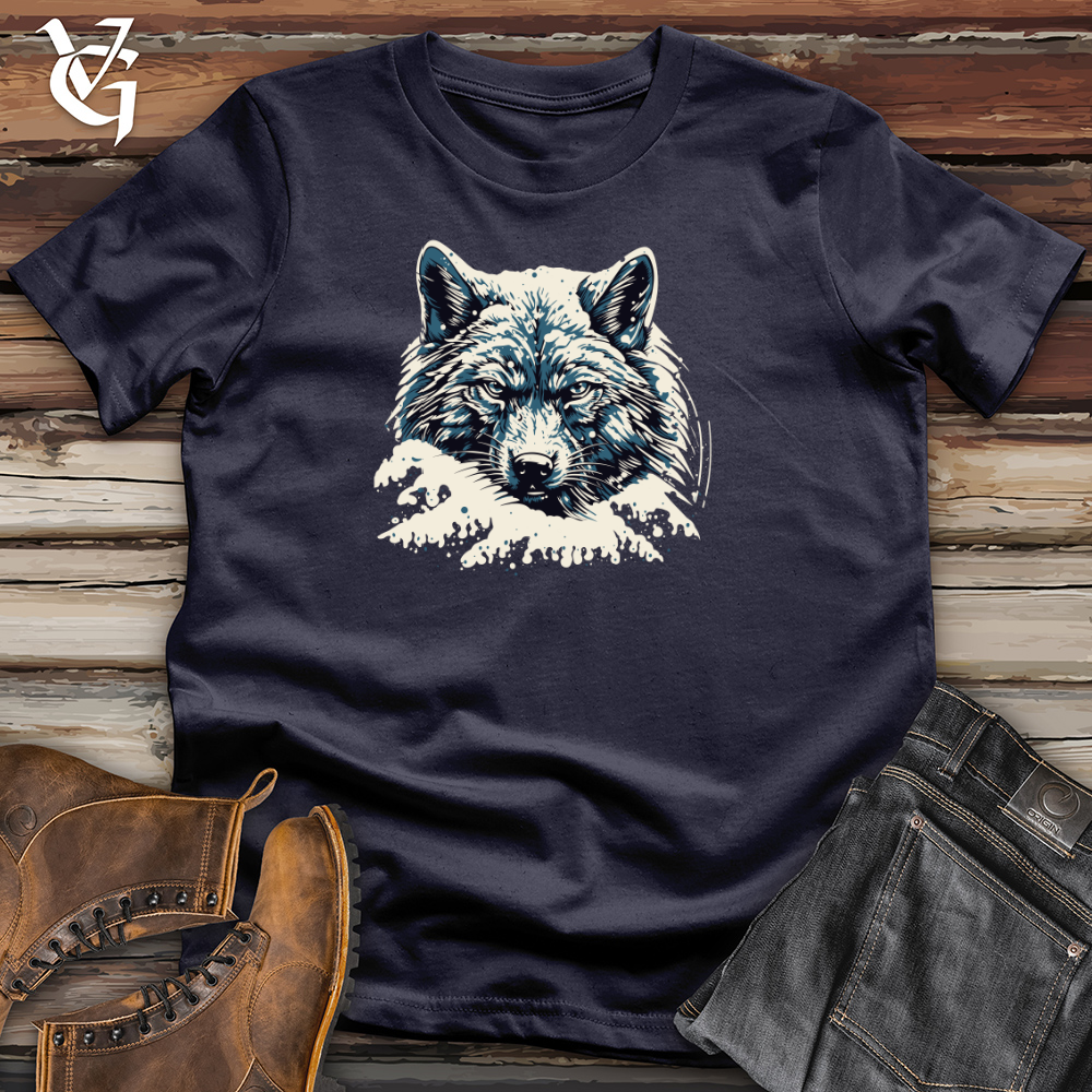 Viking Goods Retro Blizzard Wolf Cotton Tee Navy / L