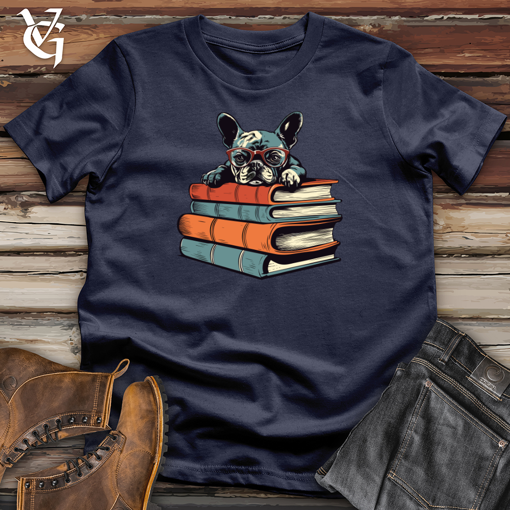 Viking Goods Retro Bookworm Frenchie Softstyle Tee Navy / L