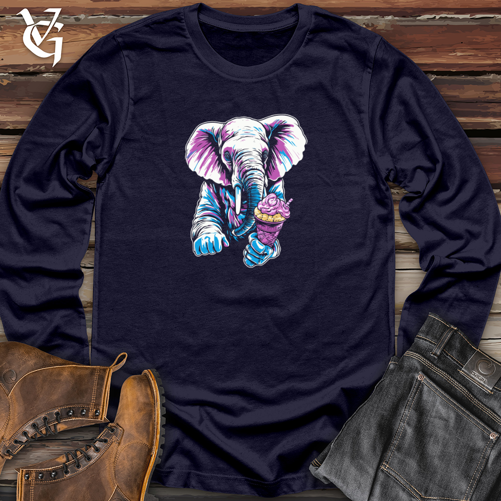 Viking Goods Retro Cosmic Ice Cream Elephant Long Sleeve Navy / L