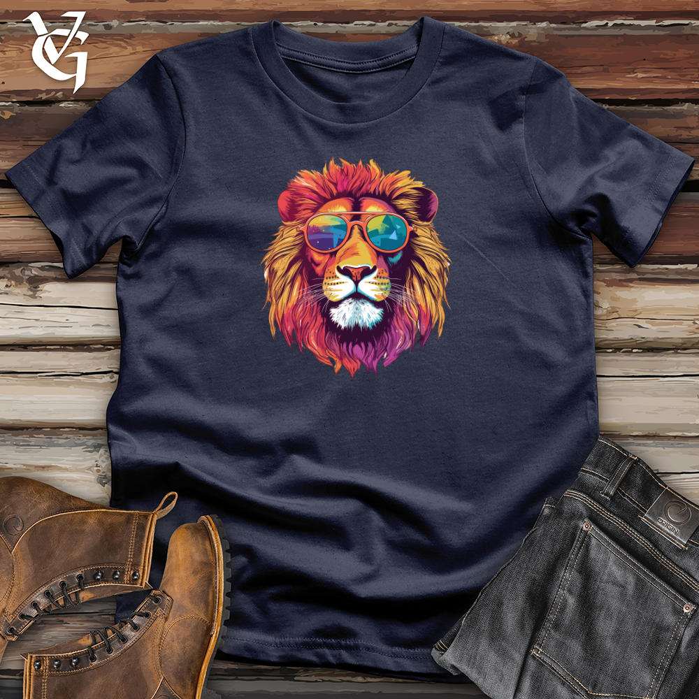 Viking Goods Retro Cosmic Shades Lion Softstyle Tee Navy / L