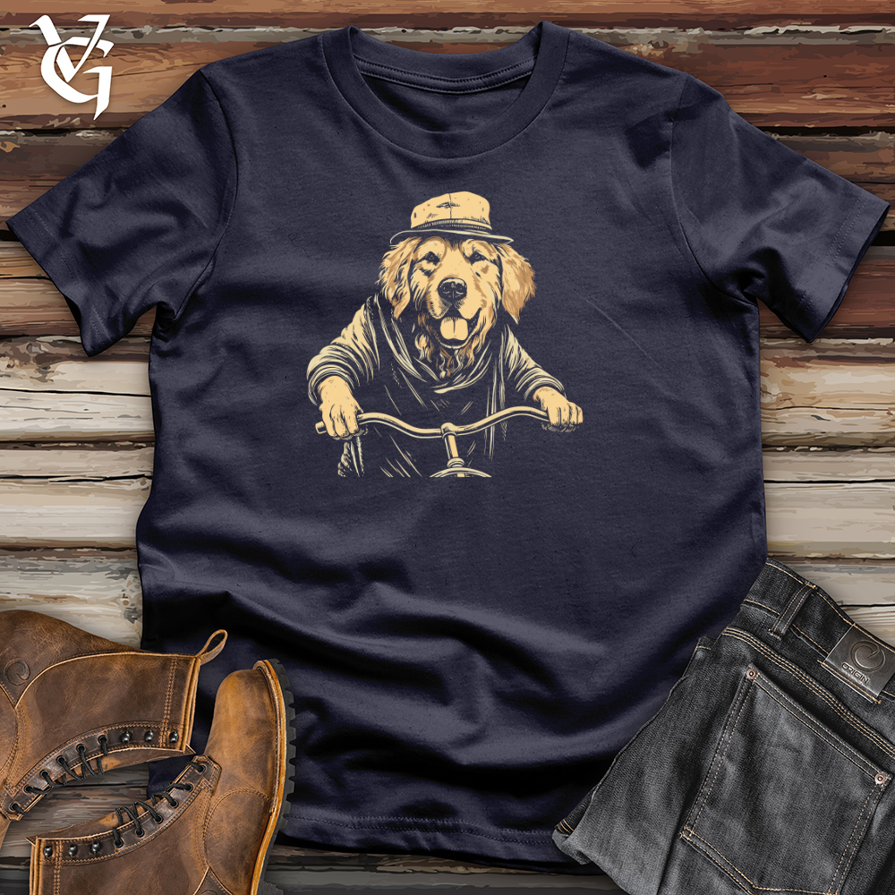 Viking Goods Retro Cruiser Golden Retriever Cotton Tee Navy / L