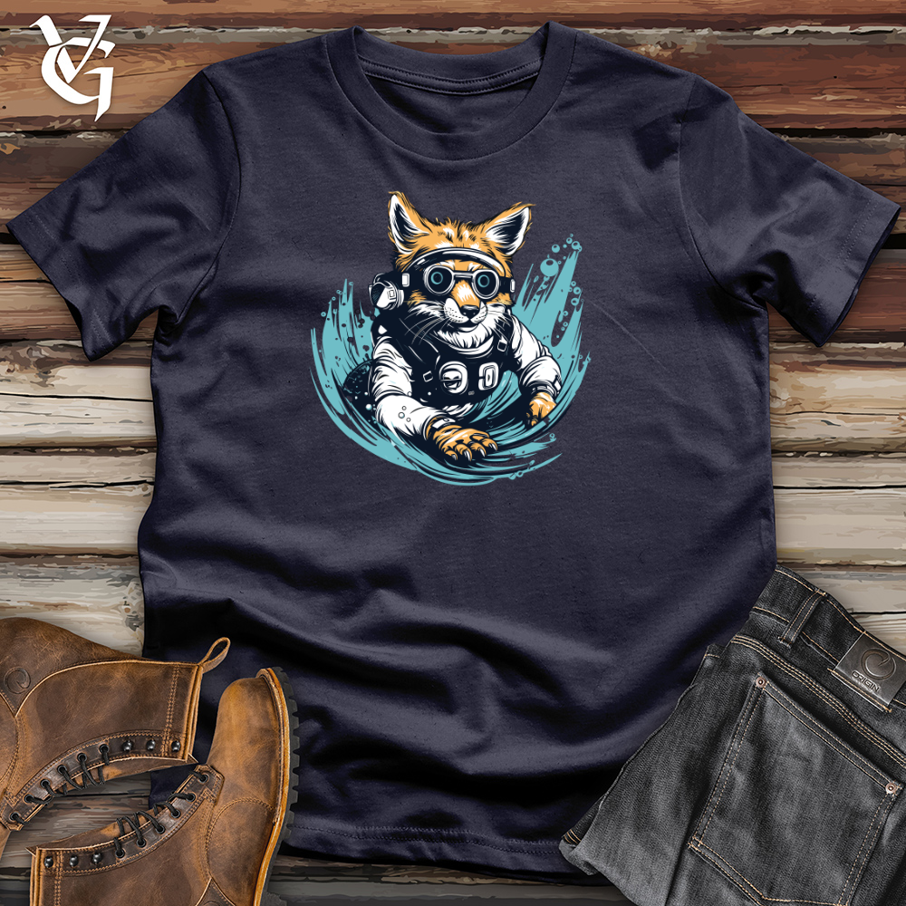 Viking Goods Retro Dive Fox Cotton Tee Navy / L