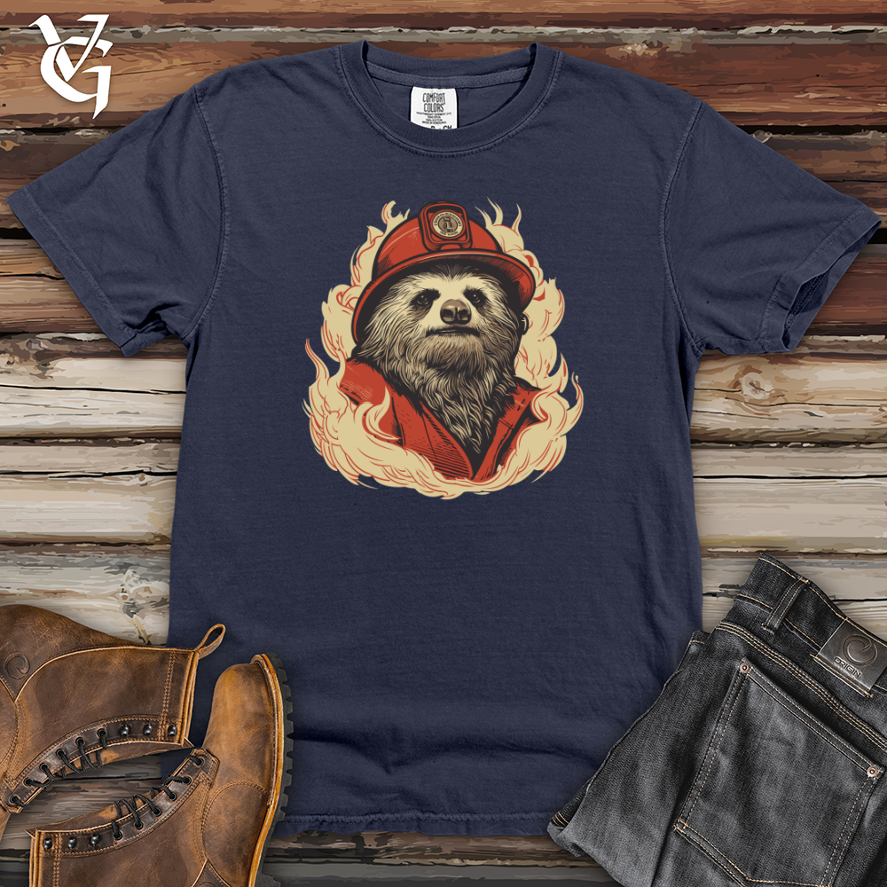 Viking Goods Retro Fire Sloth Heavy Cotton Comfort Colors Tee Navy / L
