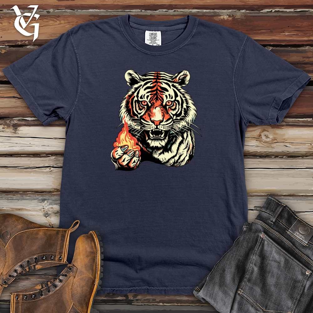 Viking Goods Retro Fire Tiger Heavy Cotton Comfort Colors Tee Navy / L