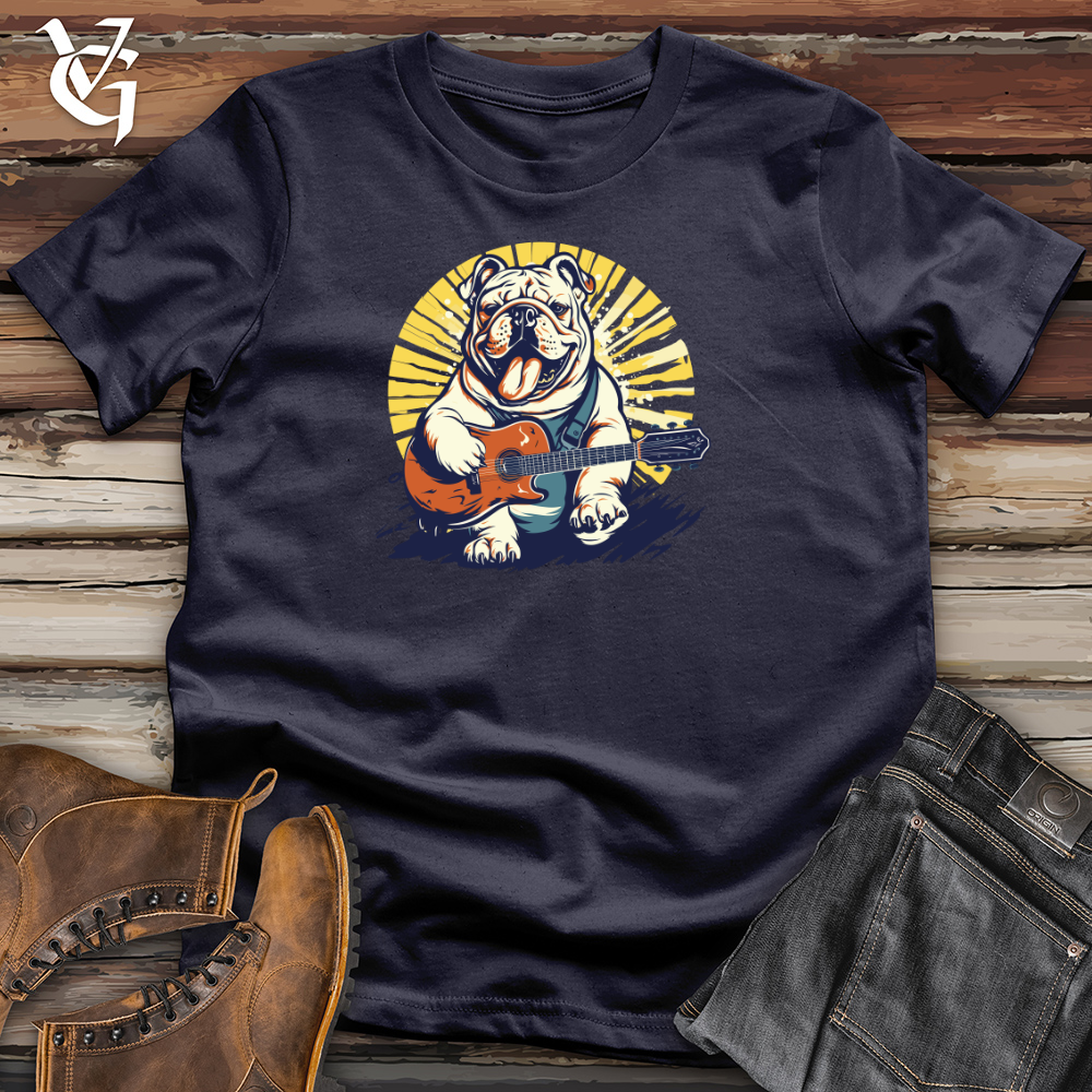 Viking Goods Retro Guitar Bulldog Cotton Tee Navy / L