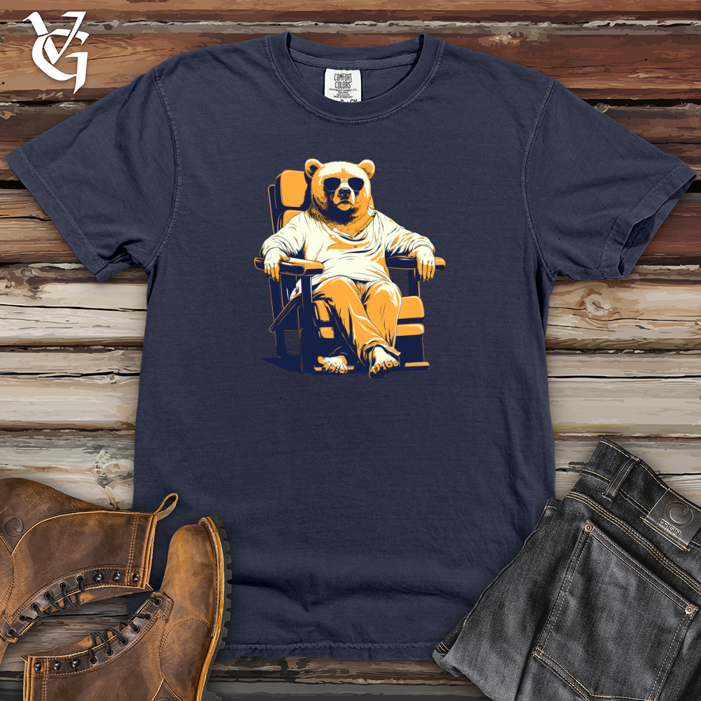 Viking Goods Retro Lounging Bear 01 Heavy Cotton Comfort Colors Tee Navy / L