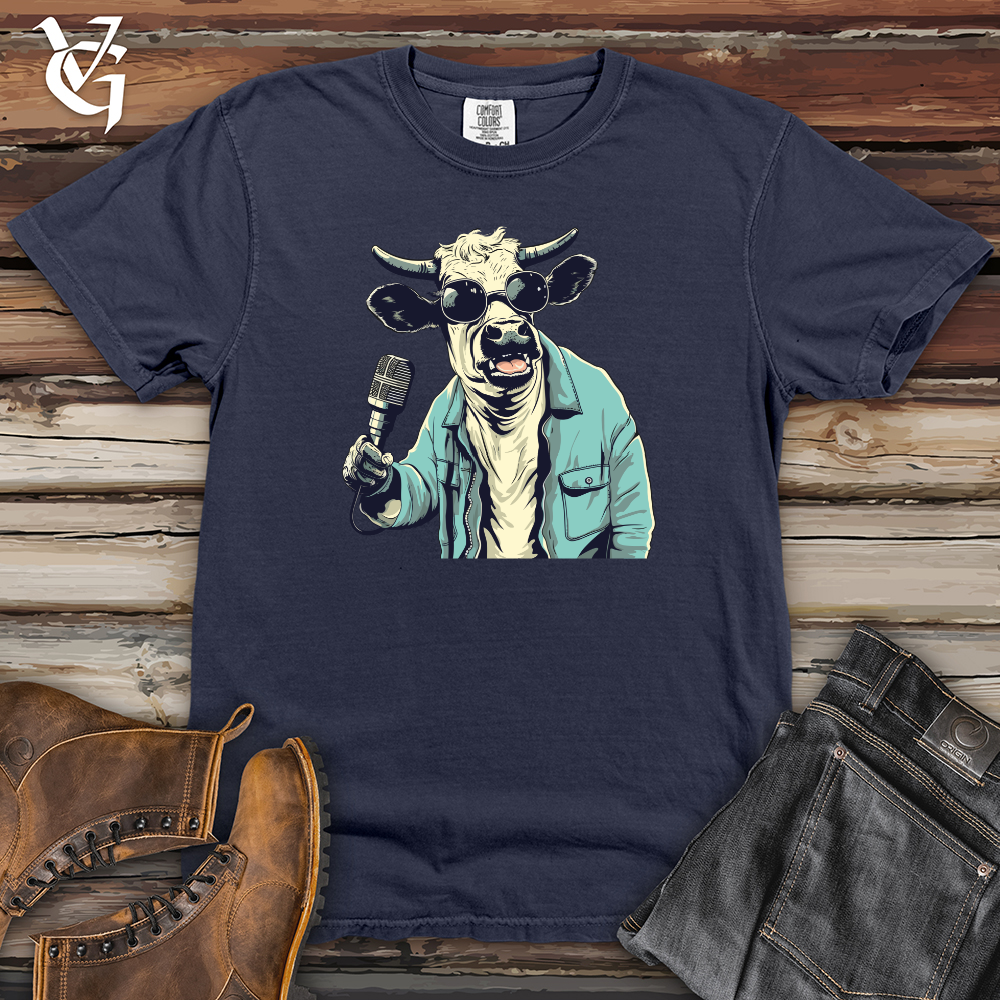 Viking Goods Retro Melody Moo Heavy Cotton Comfort Colors Tee Navy / L