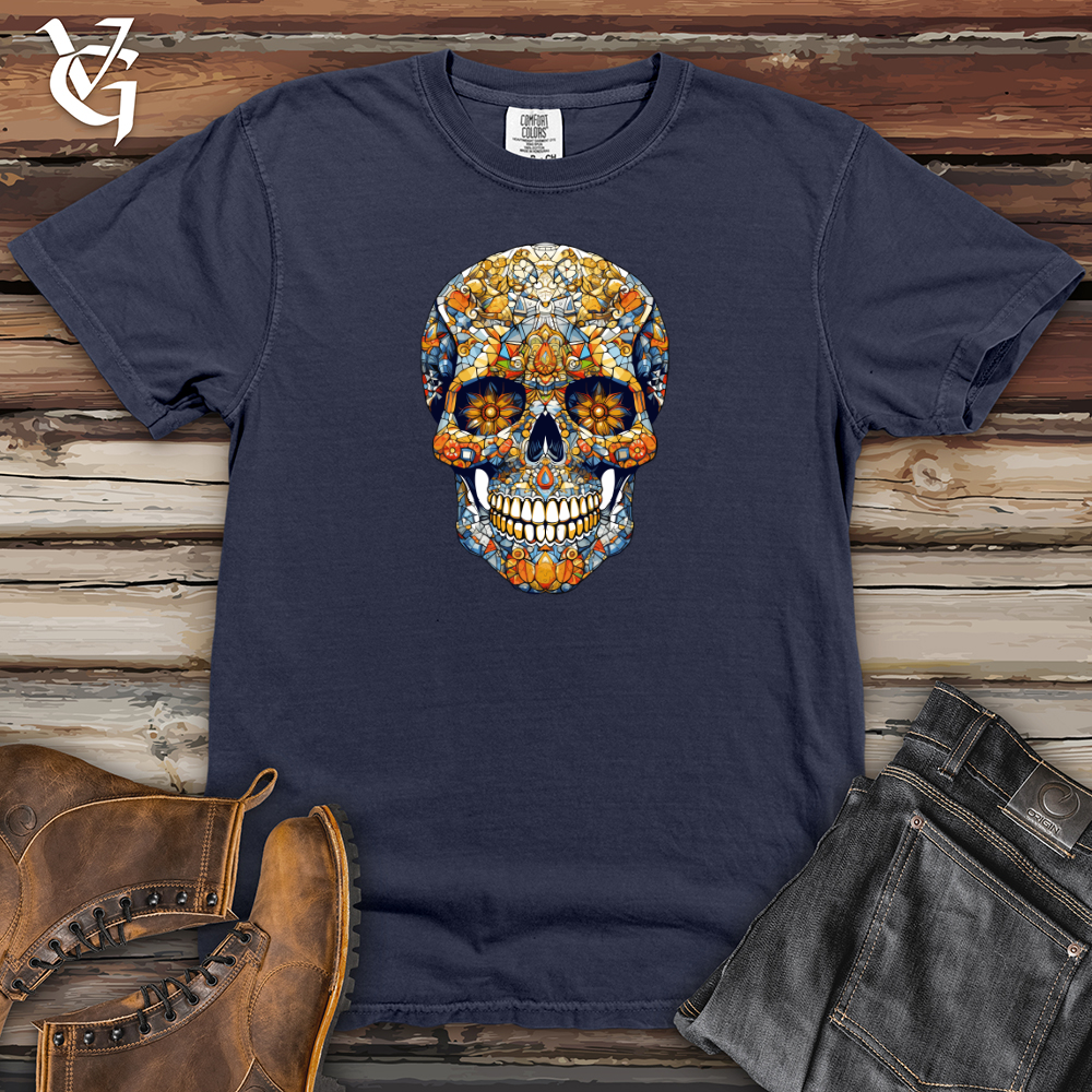 Viking Goods Retro Mosaic Skull Heavy Cotton Comfort Colors Tee Navy / L