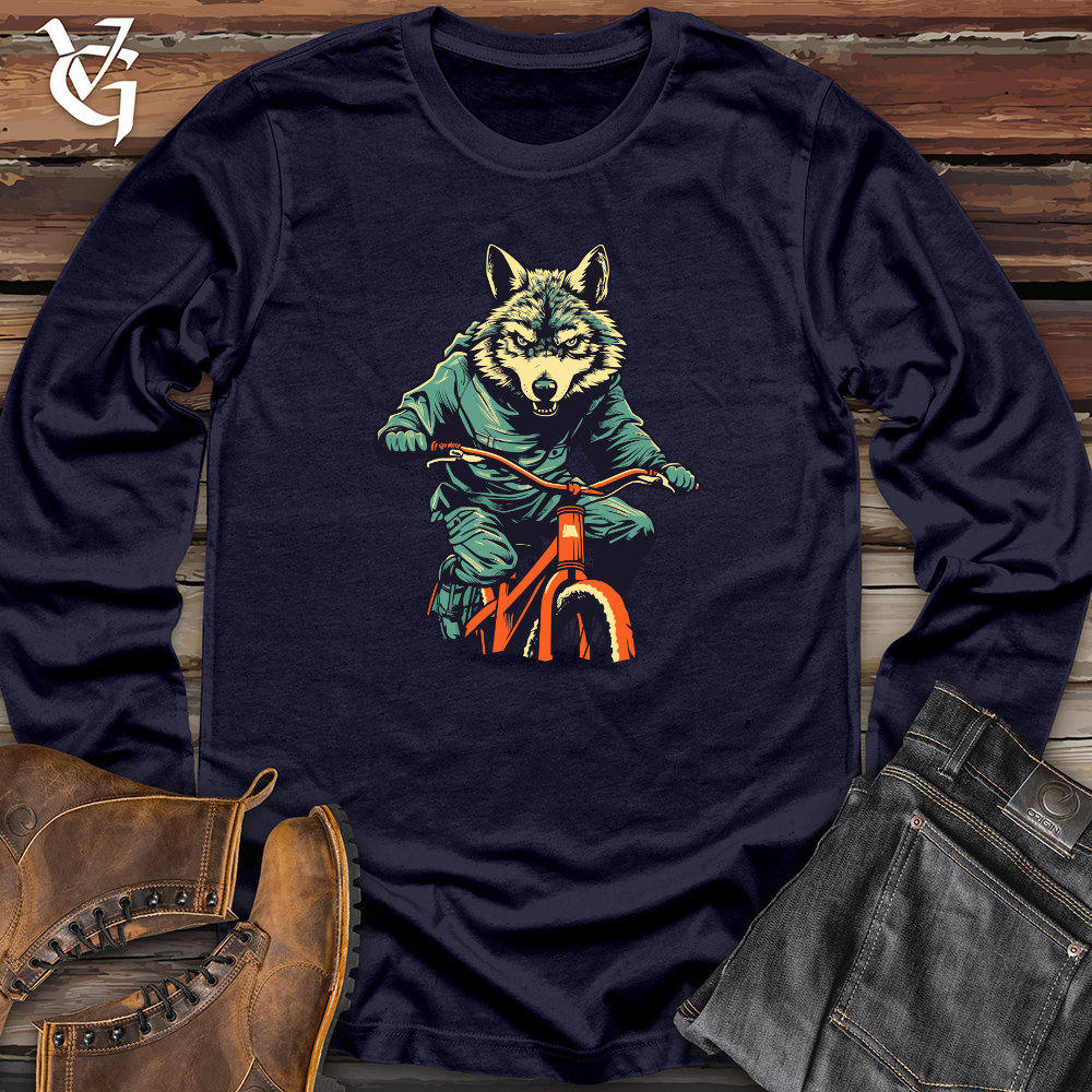 Viking Goods Retro Ride Wolf Long Sleeve Navy / L