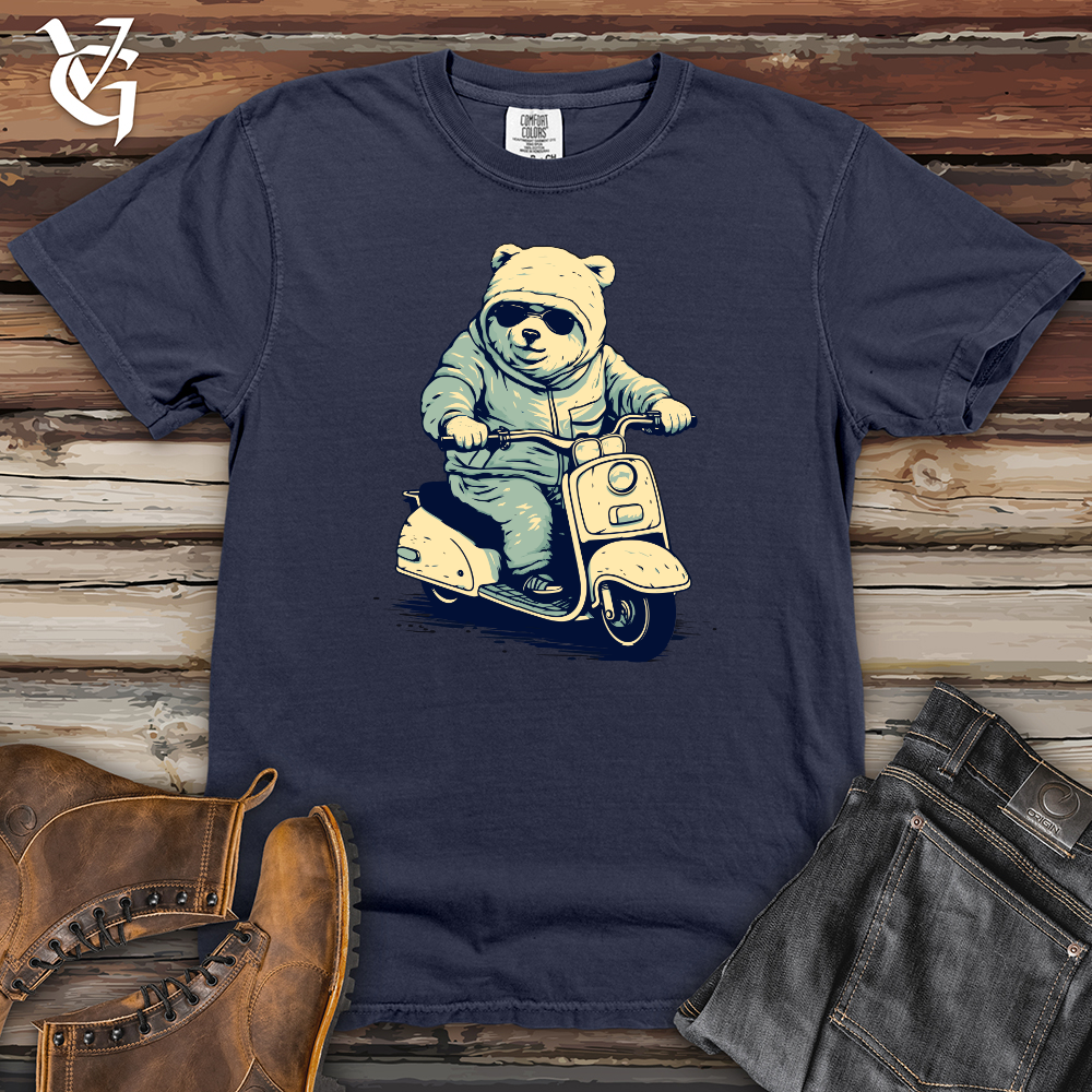 Viking Goods Retro Scooting Bear Heavy Cotton Comfort Colors Tee Navy / L