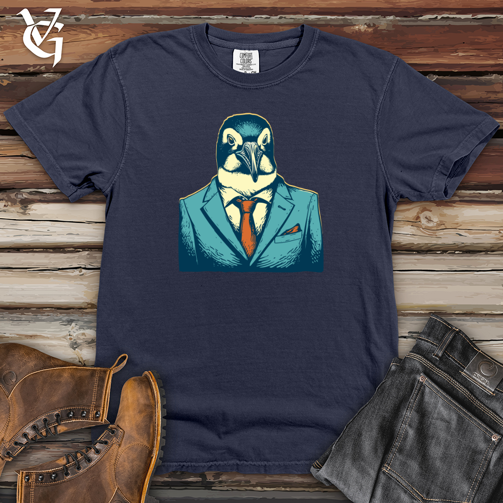 Viking Goods Retro Suited Penguin Heavy Cotton Comfort Colors Tee Navy / L