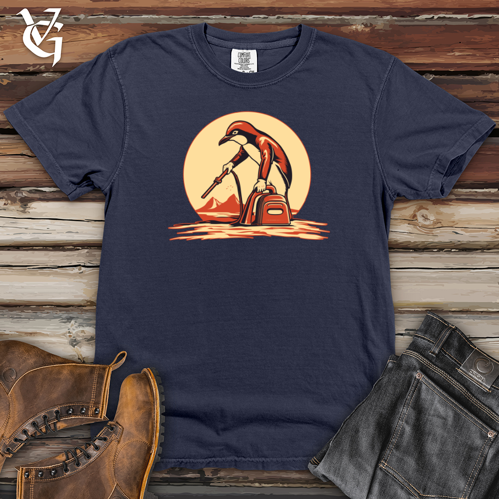 Viking Goods Retro Vacuuming Penguin Heavy Cotton Comfort Colors Tee Navy / L