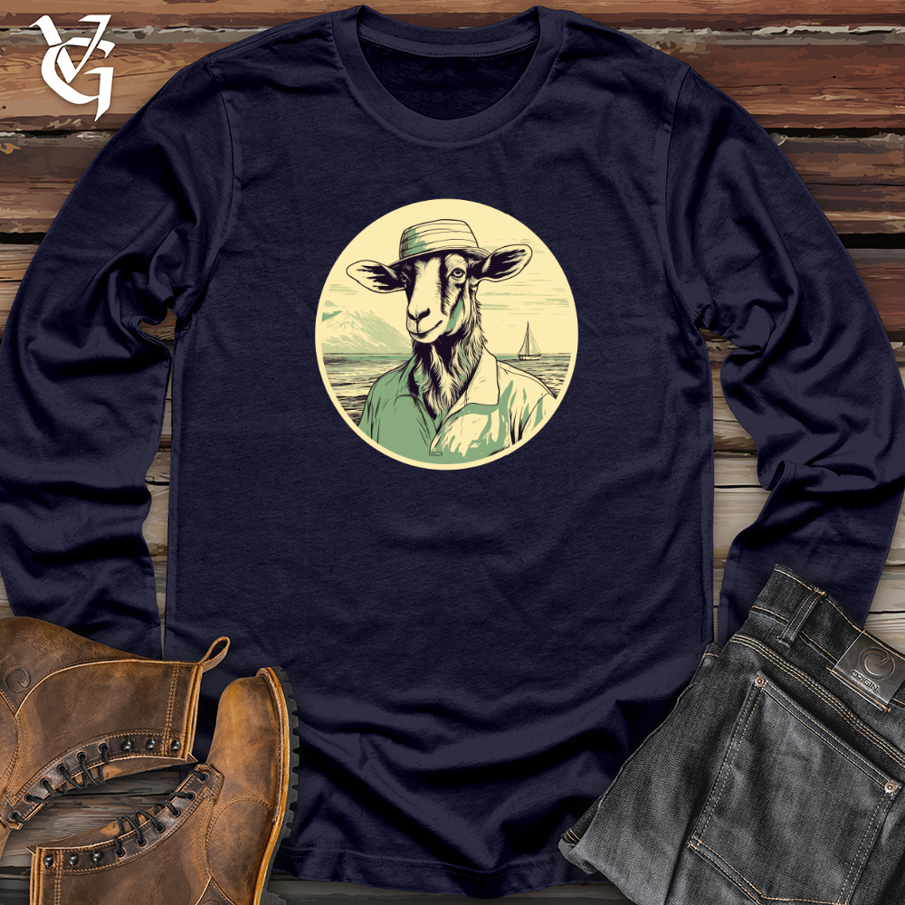 Viking Goods Sailing Goat Captain Long Sleeve Navy / L