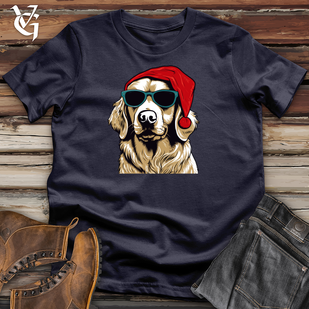Viking Goods Santa Paws Golden Retriever Cotton Tee Navy / L