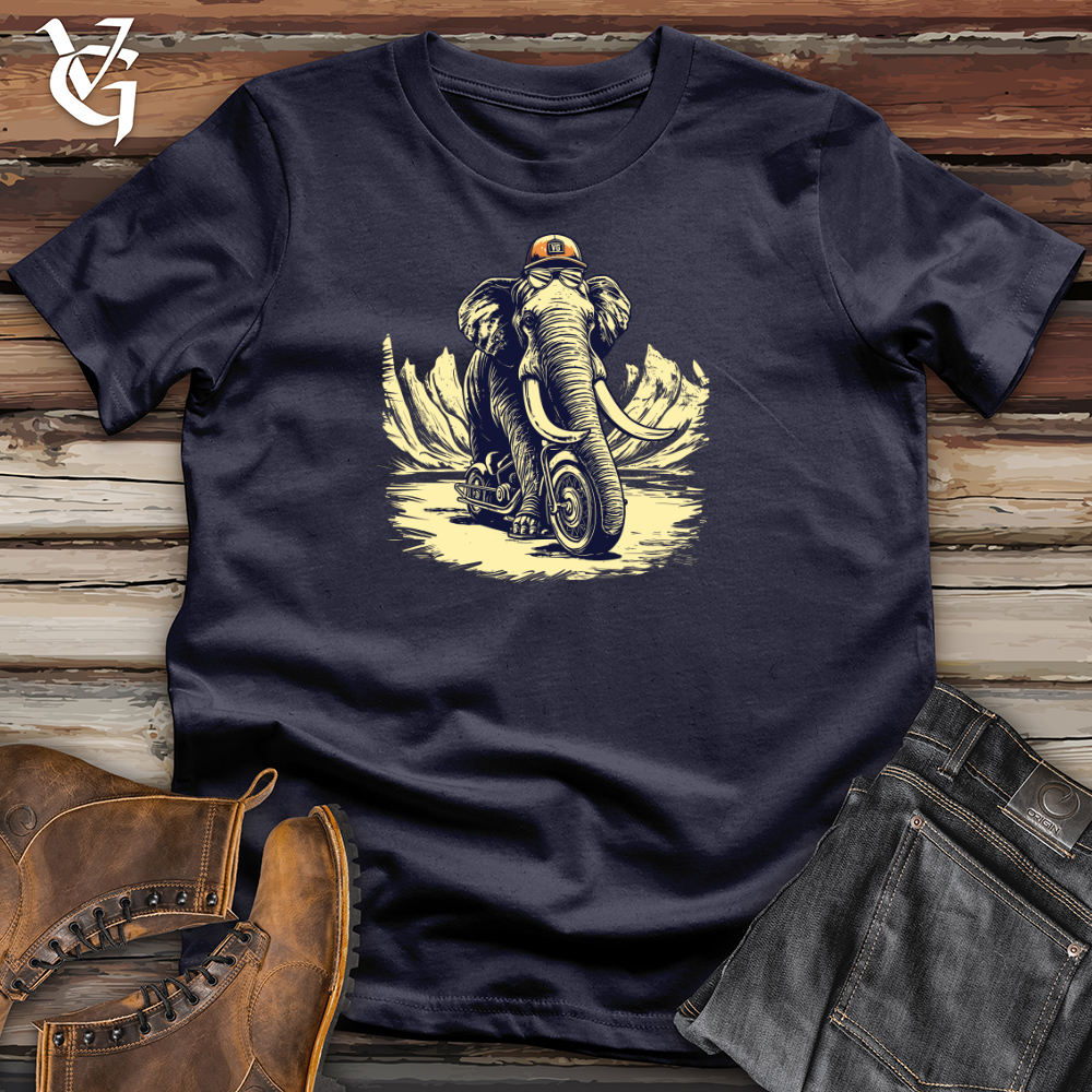 Viking Goods Scooter Adventure Wooly Mammoth Style Cotton Tee Navy / L