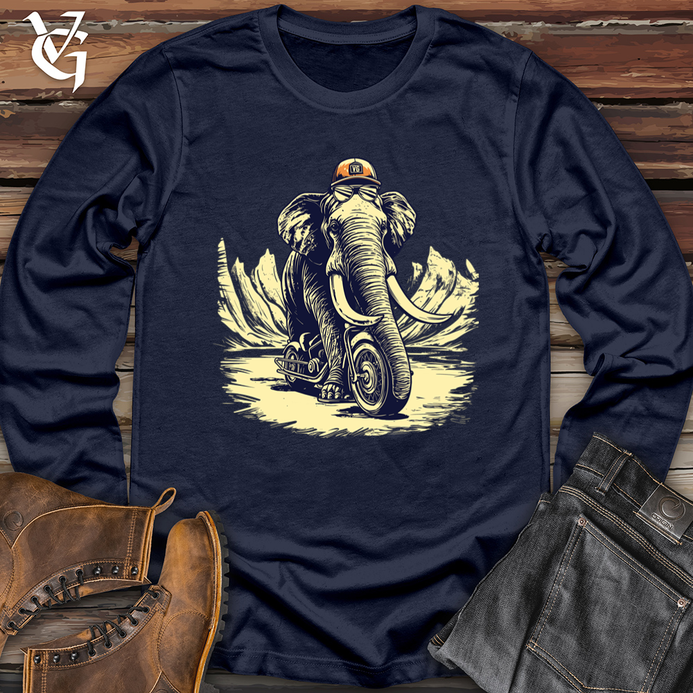 Viking Goods Scooter Adventure Wooly Mammoth Style Softstyle Long Sleeve Navy / L