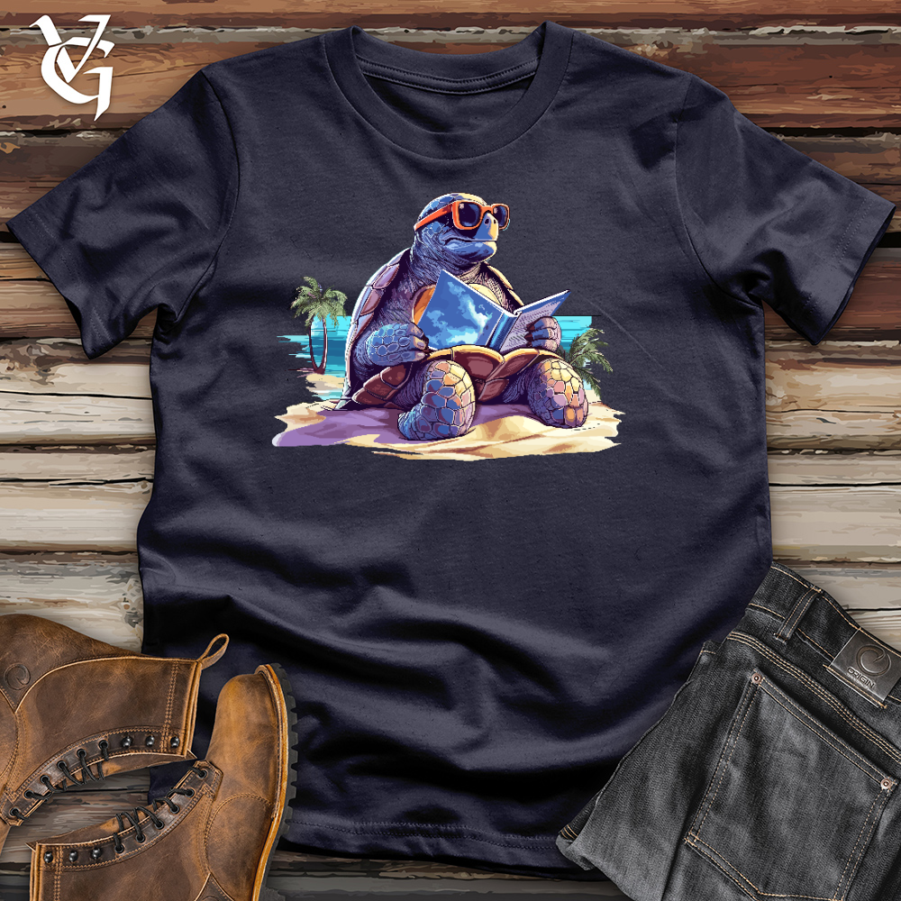 Viking Goods Sea Turtle Reading a Book Cotton Tee Navy / L