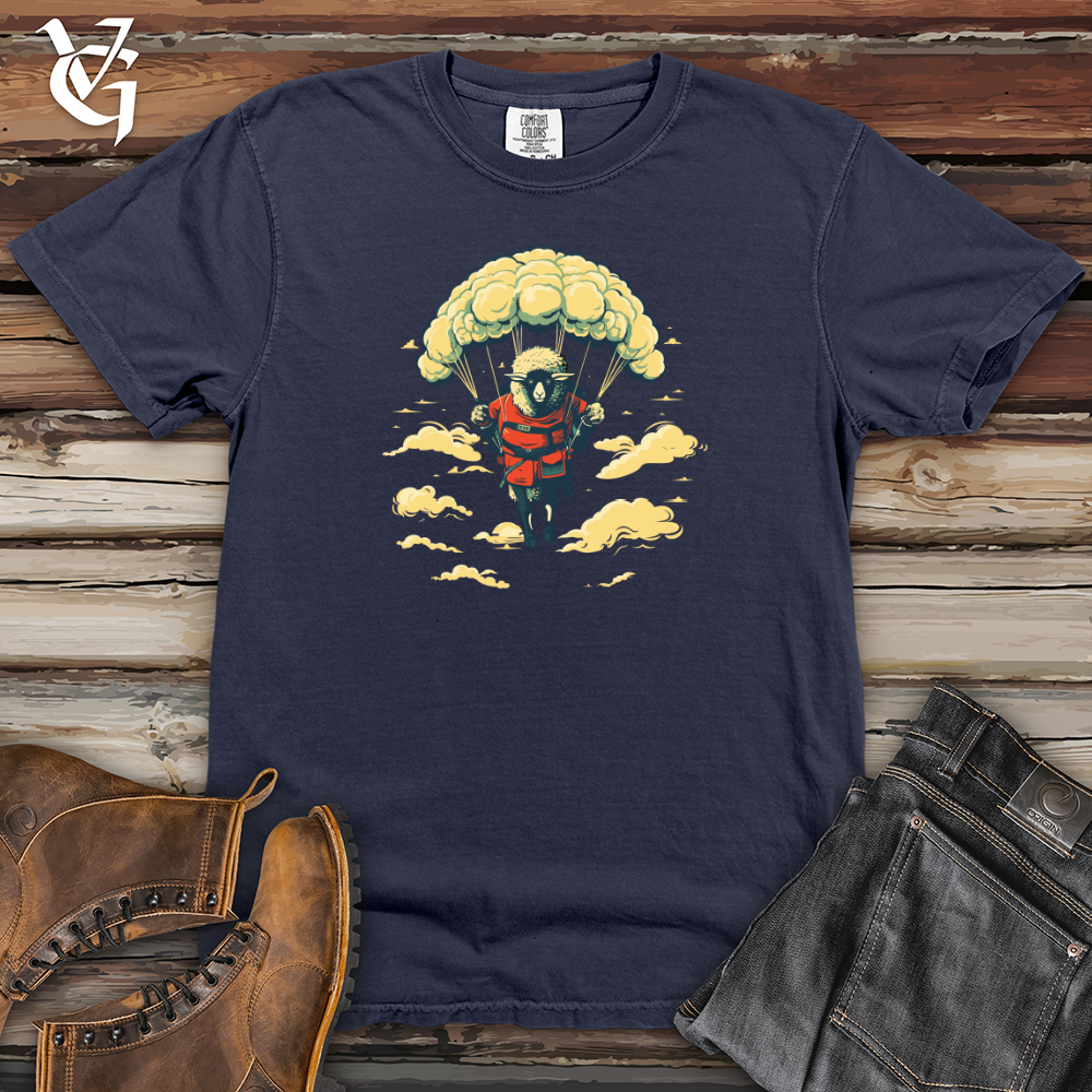 Viking Goods Sheep Skydive Parachute Adventure Heavy Cotton Comfort Colors Tee Navy / L